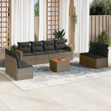 vidaXL 9 részes szürke polyrattan kerti ülőgarnitúra párnákkal kerti bútor