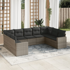 vidaXL 9 részes szürke polyrattan kerti ülőgarnitúra párnákkal kerti bútor