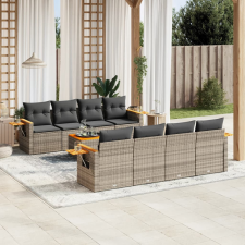 vidaXL 9-részes szürke polyrattan kerti ülőgarnitúra párnákkal kerti bútor