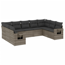 vidaXL 9-részes szürke polyrattan kerti ülőgarnitúra párnákkal (3220599) kerti bútor