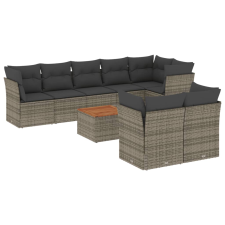 vidaXL 9-részes szürke polyrattan kerti ülőgarnitúra párnákkal (3223736) kerti bútor