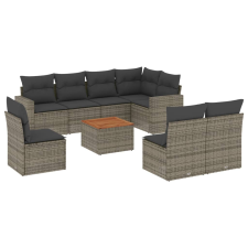 vidaXL 9-részes szürke polyrattan kerti ülőgarnitúra párnákkal (3224163) kerti bútor