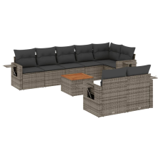 vidaXL 9-részes szürke polyrattan kerti ülőgarnitúra párnákkal (3224653) kerti bútor