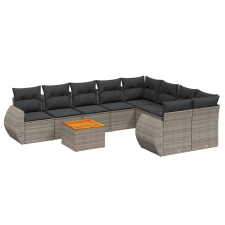 vidaXL 9-részes szürke polyrattan kerti ülőgarnitúra párnákkal (3224933) kerti bútor