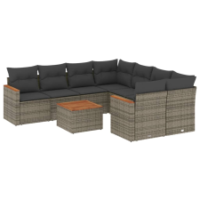 vidaXL 9-részes szürke polyrattan kerti ülőgarnitúra párnákkal (3225829) kerti bútor