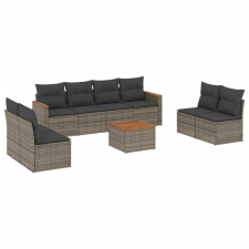vidaXL 9-részes szürke polyrattan kerti ülőgarnitúra párnákkal (3225899) kerti bútor