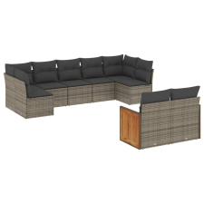 vidaXL 9-részes szürke polyrattan kerti ülőgarnitúra párnákkal (3227971) kerti bútor