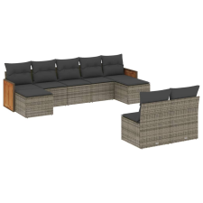 vidaXL 9-részes szürke polyrattan kerti ülőgarnitúra párnákkal (3228055) kerti bútor