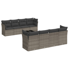vidaXL 9-részes szürke polyrattan kerti ülőgarnitúra párnákkal (3249149) kerti bútor
