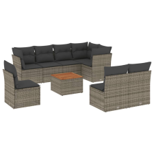 vidaXL 9-részes szürke polyrattan kerti ülőgarnitúra párnákkal (3256018) kerti bútor
