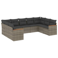 vidaXL 9-részes szürke polyrattan kerti ülőgarnitúra párnákkal (3258679) kerti bútor