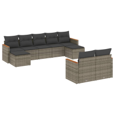vidaXL 9-részes szürke polyrattan kerti ülőgarnitúra párnákkal (3258805) kerti bútor