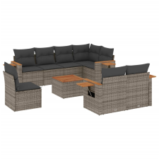 vidaXL 9-részes szürke polyrattan kerti ülőgarnitúra párnákkal (3259414) kerti bútor