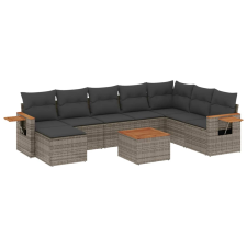vidaXL 9-részes szürke polyrattan kerti ülőgarnitúra párnákkal (3259498) kerti bútor