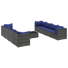 vidaXL 9 részes szürke polyrattan kerti ülőgarnitúra párnákkal (3308047) kerti bútor