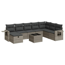 vidaXL 9 részes szürke polyrattan kerti ülőgarnitúra párnákkal (3325546) kerti bútor