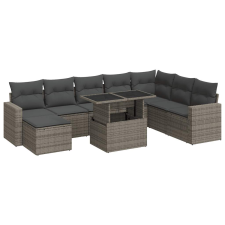 vidaXL 9 részes szürke polyrattan kerti ülőgarnitúra párnákkal (3326371) kerti bútor