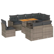 vidaXL 9 részes szürke polyrattan kerti ülőgarnitúra párnákkal (3327056) kerti bútor