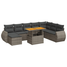 vidaXL 9 részes szürke polyrattan kerti ülőgarnitúra párnákkal (3327301) kerti bútor