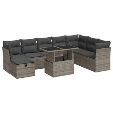 vidaXL 9 részes szürke polyrattan kerti ülőgarnitúra párnákkal (3327800) kerti bútor