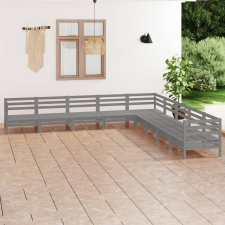 vidaXL 9 részes szürke tömör fenyőfa kerti ülőgarnitúra kerti bútor