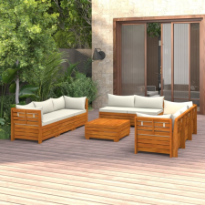 vidaXL 9 részes tömör akácfa kerti ülőgarnitúra párnákkal kerti bútor