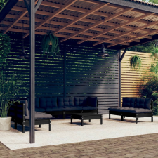 vidaXL 9 részes tömör fenyőfa kerti ülőgarnitúra párnákkal kerti bútor