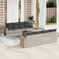 vidaXL 9 részes világosszürke polyrattan kerti ülőgarnitúra párnával kerti bútor
