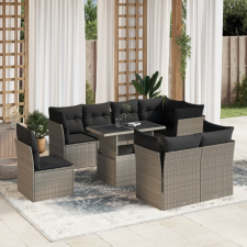vidaXL 9 részes világosszürke polyrattan kerti ülőgarnitúra párnával kerti bútor