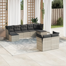 vidaXL 9 részes világosszürke polyrattan kerti ülőgarnitúra párnával kerti bútor
