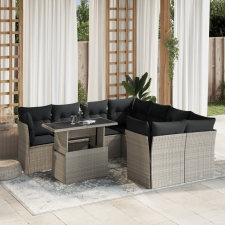 vidaXL 9 részes világosszürke polyrattan kerti ülőgarnitúra párnával kerti bútor