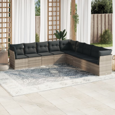 vidaXL 9 részes világosszürke polyrattan kerti ülőgarnitúra párnával kerti bútor