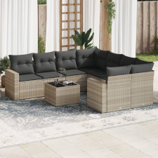 vidaXL 9 részes világosszürke polyrattan kerti ülőgarnitúra párnával kerti bútor