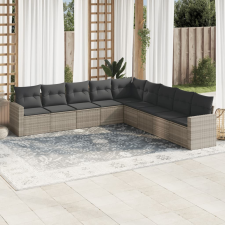 vidaXL 9 részes világosszürke polyrattan kerti ülőgarnitúra párnával kerti bútor