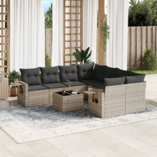 vidaXL 9 részes világosszürke polyrattan kerti ülőgarnitúra párnával kerti bútor