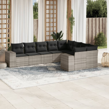vidaXL 9 részes világosszürke polyrattan kerti ülőgarnitúra párnával kerti bútor