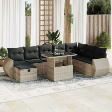 vidaXL 9 részes világosszürke polyrattan kerti ülőgarnitúra párnával kerti bútor