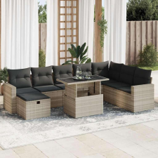 vidaXL 9 részes világosszürke polyrattan kerti ülőgarnitúra párnával kerti bútor