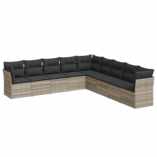 vidaXL 9 részes világosszürke polyrattan kerti ülőgarnitúra párnával (3217782) kerti bútor
