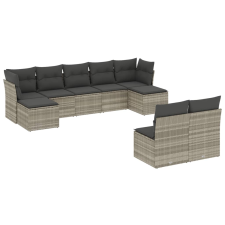 vidaXL 9 részes világosszürke polyrattan kerti ülőgarnitúra párnával (3218272) kerti bútor