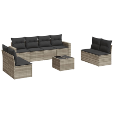 vidaXL 9 részes világosszürke polyrattan kerti ülőgarnitúra párnával (3218852) kerti bútor