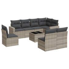 vidaXL 9 részes világosszürke polyrattan kerti ülőgarnitúra párnával (3219072) kerti bútor