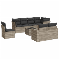 vidaXL 9 részes világosszürke polyrattan kerti ülőgarnitúra párnával (3219242) kerti bútor