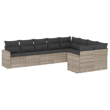 vidaXL 9 részes világosszürke polyrattan kerti ülőgarnitúra párnával (3219432) kerti bútor