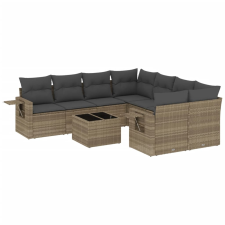 vidaXL 9 részes világosszürke polyrattan kerti ülőgarnitúra párnával (3219961) kerti bútor