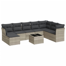 vidaXL 9 részes világosszürke polyrattan kerti ülőgarnitúra párnával (3249901) kerti bútor