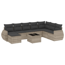vidaXL 9 részes világosszürke polyrattan kerti ülőgarnitúra párnával (3254109) kerti bútor