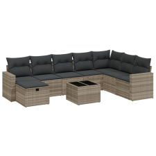 vidaXL 9 részes világosszürke polyrattan kerti ülőgarnitúra párnával (3263598) kerti bútor
