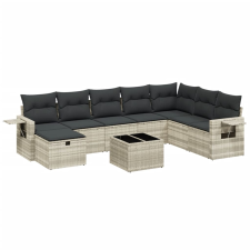 vidaXL 9 részes világosszürke polyrattan kerti ülőgarnitúra párnával (3263908) kerti bútor