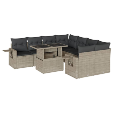 vidaXL 9 részes világosszürke polyrattan kerti ülőgarnitúra párnával (3267802) kerti bútor